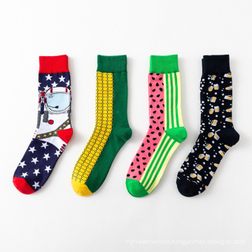 Hot Sale Wholesale Cotton Crew Crazy Striped  Cotton Colorful Happy Crew Socks Dress For And Men Fashion Ankle Socks